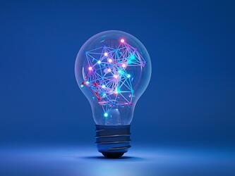 lightbulb showing colourful connections